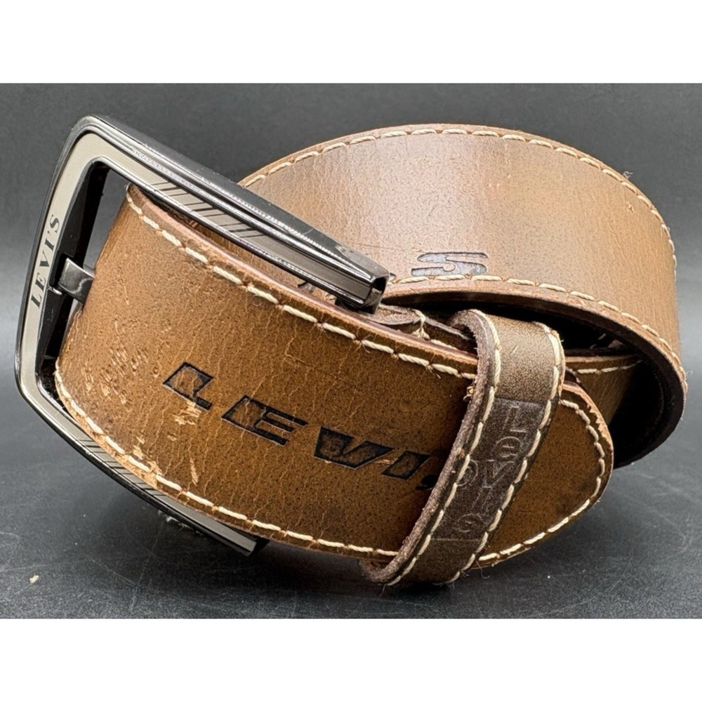 Vintage Levi Strauss & Co Belt Men's Size 36 Brown Leather Made USA Work Casual